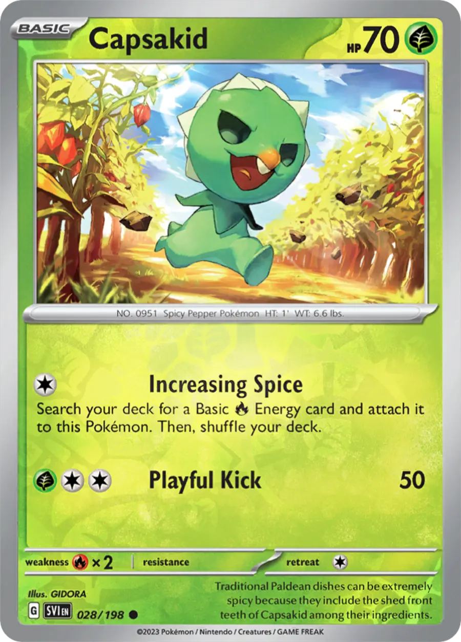 Capsakid Reverse Holo #28 — Scarlet & Violet | Pokemon Card Authenticator