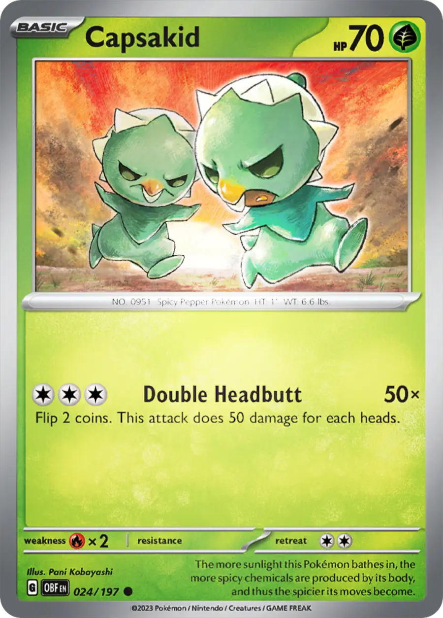 Capsakid Normal #24 — Obsidian Flames | Pokemon Card Authenticator